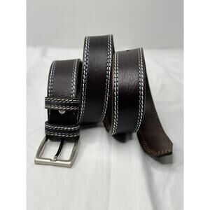 Italian Veg Tanned Tuscan Bull Lucca Brown Leather Dress Casual Belt Size 36